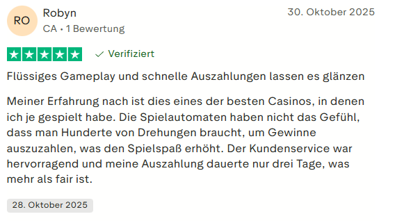 Trustpilot Bewertung für Wazamba Casino